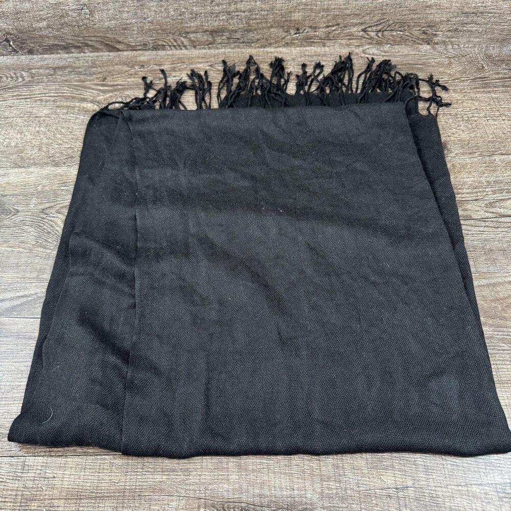 Pashmina Scarf Unisex Black Solid Fringe Shawl Wrap Classic Accessory